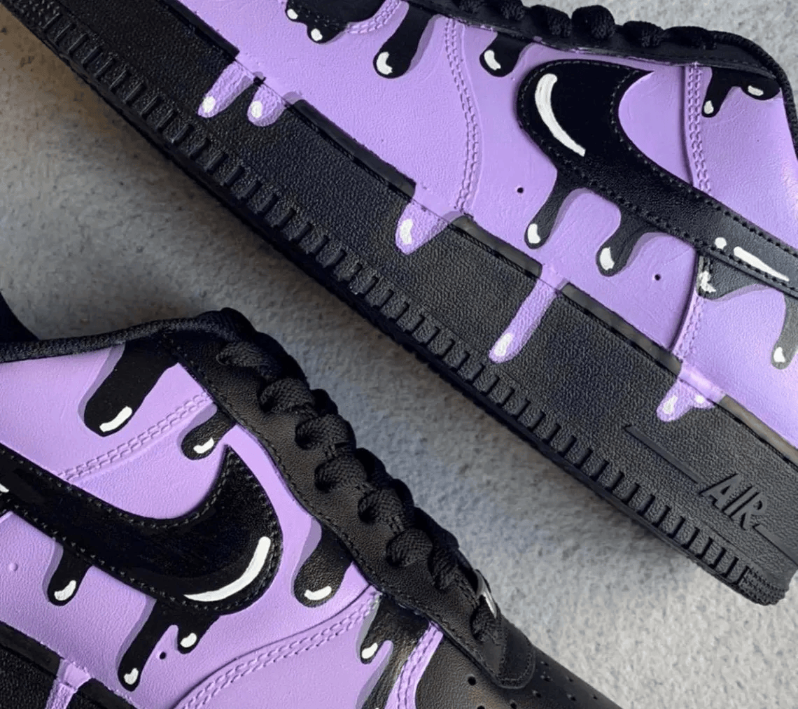 Custom Sneaker Black Purple Drip