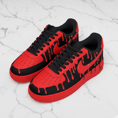 Custom Sneaker Red Black Drip