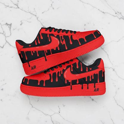 Custom Sneaker Red Black Drip