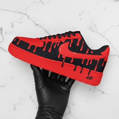 Custom Sneaker Red Black Drip
