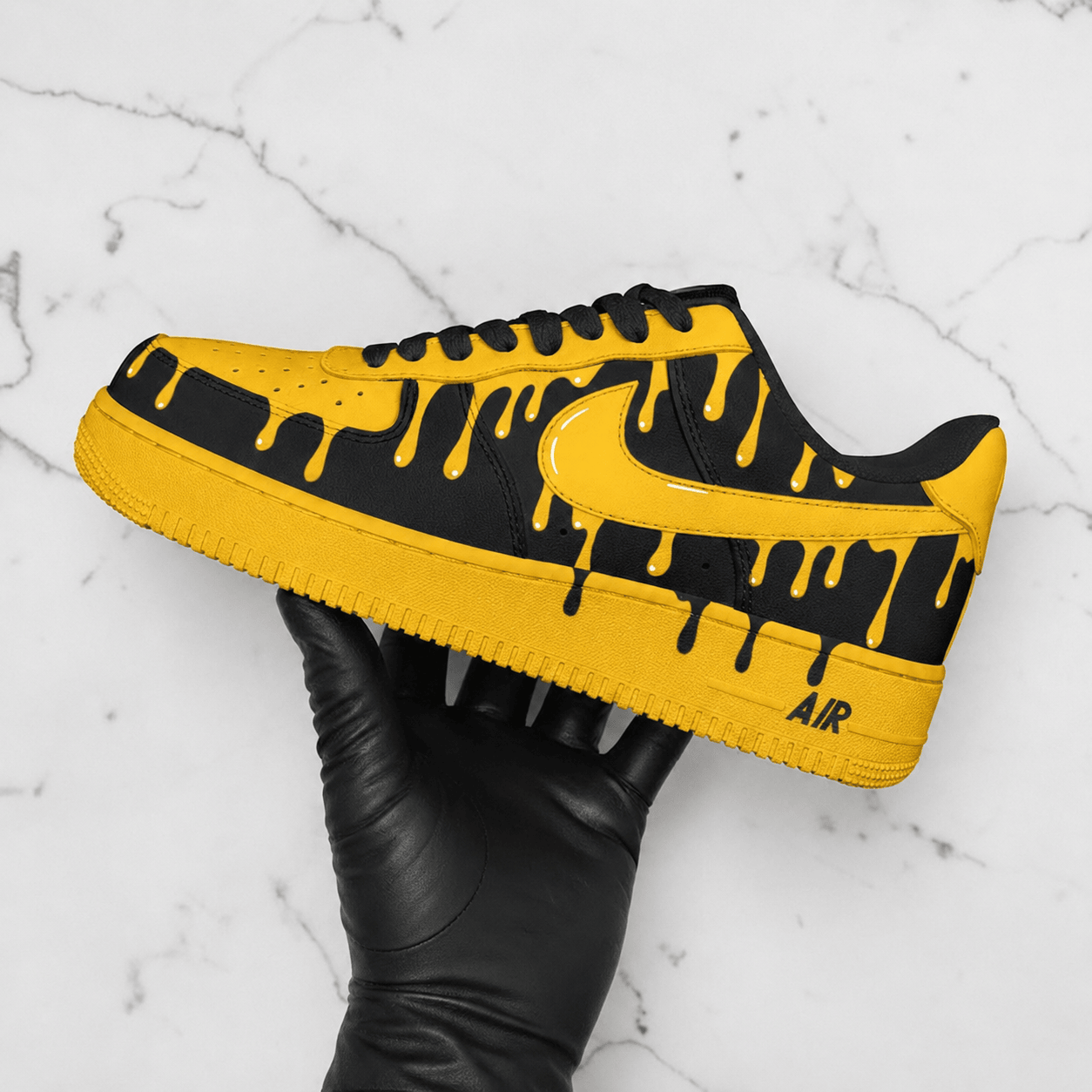 Custom Sneaker Yellow Black Drip