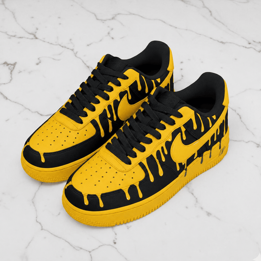 Custom Sneaker Yellow Black Drip