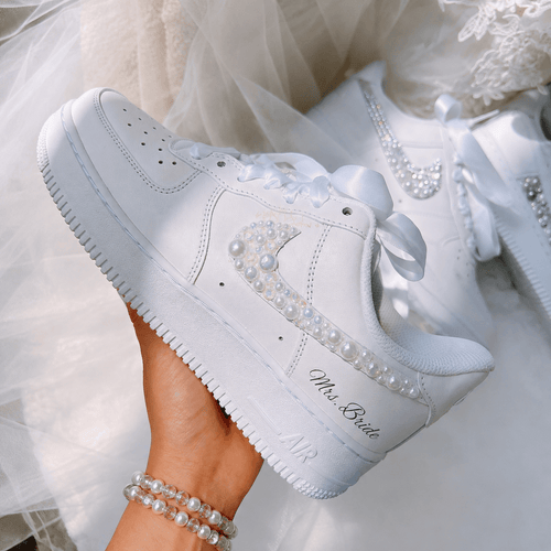 Personalized Pearl & Crystal Bridal Custom Sneaker - bridal custom sneaker