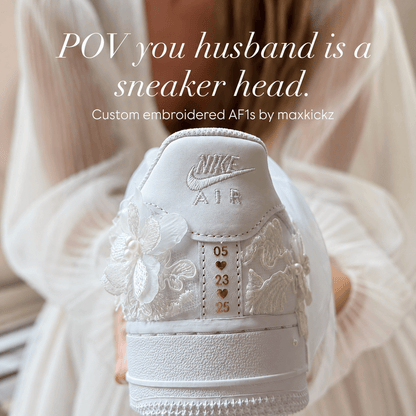 Personalized Floral Lace Initials & Wedding Date Bridal Sneaker
