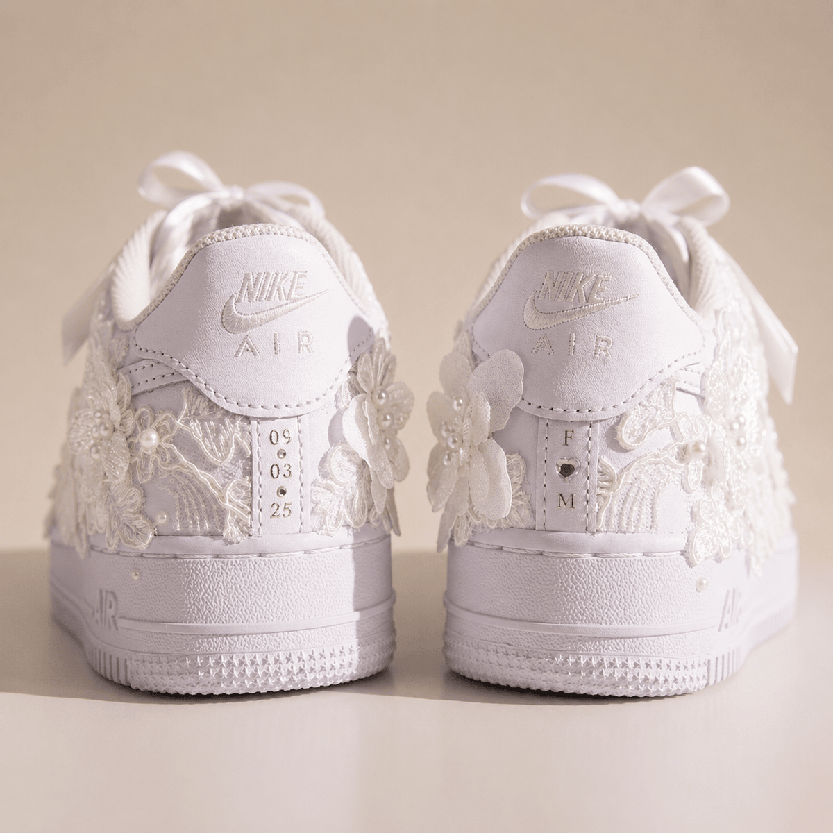 Personalized Floral Lace Initials & Wedding Date Bridal Sneaker - bridal custom sneaker