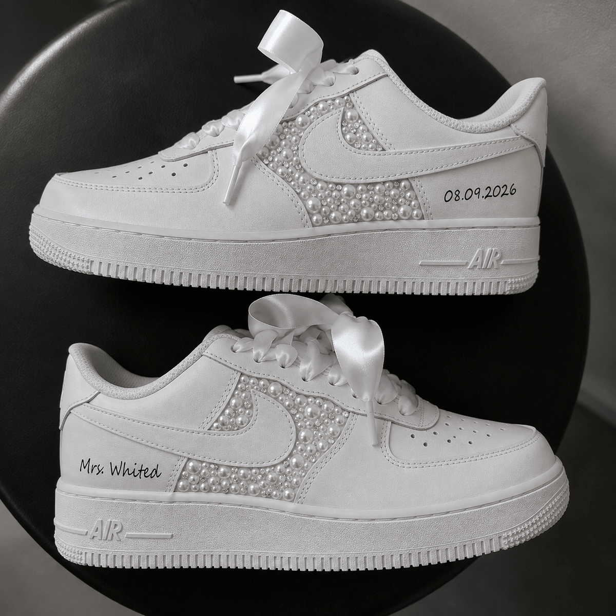 Personalized Side Panel Pearl & Crystal Bridal Custom Sneaker - bridal custom sneaker