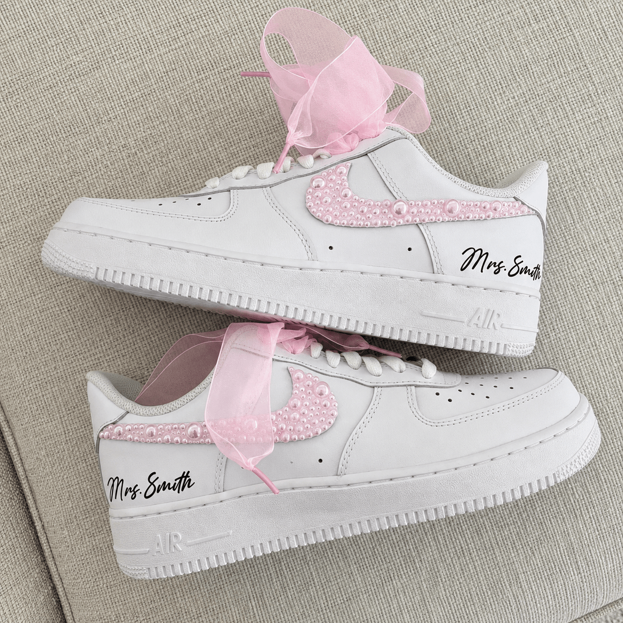 Personalized Blush Pink Pearl Bridal Custom Sneaker - bridal custom sneaker