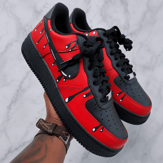 Custom Sneaker Black Red Drip