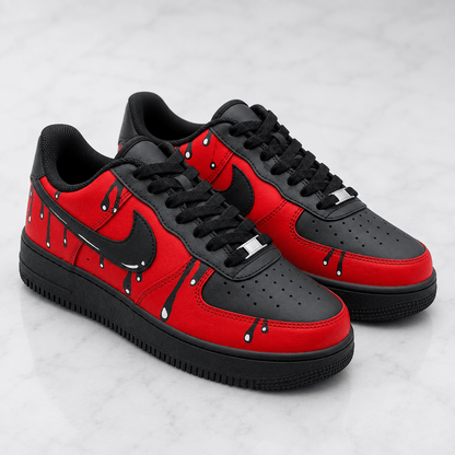 Custom Sneaker Black Red Drip