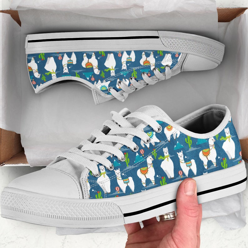 Low Top - Llama Shoes, Llama Sneakers in Blue